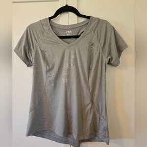 Fila Gray V-Neck Athletic T-Shirt